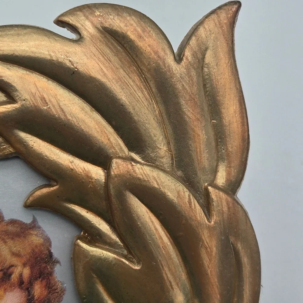 Ornate Brushed Brass Picture Frame Leaf Design Table Top Charpente 5.5